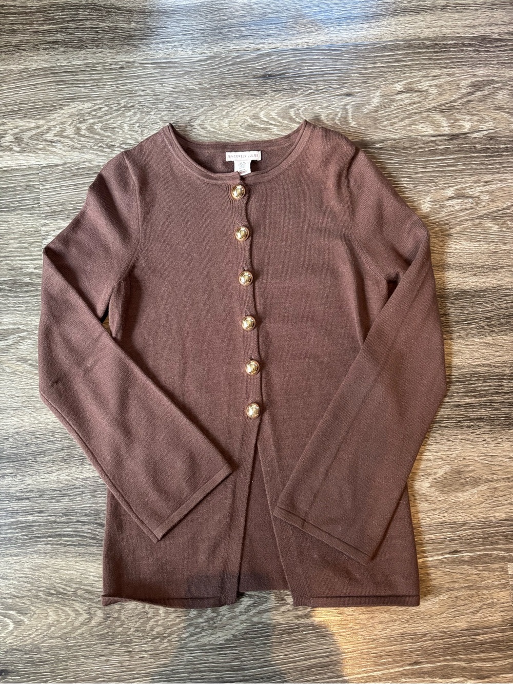 Sincerely Jules Brown Button-Front Knit Cardigan